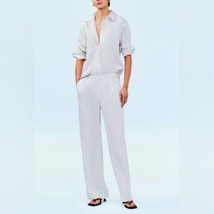 Mayson the Label white & black striped pants & collared button down top | size 4